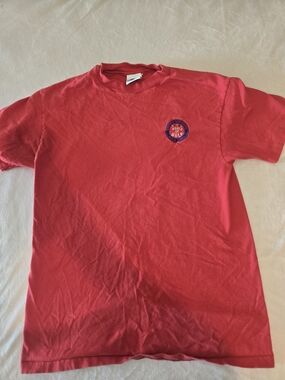 Suzanne Somers Red Short Sleeve Tee with Small Chest Patch